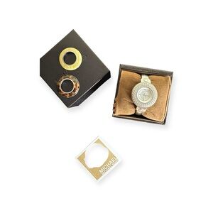 Michael Kors Silver Tone 3 Interchangeable Bezel Midsize Bangle Watch
